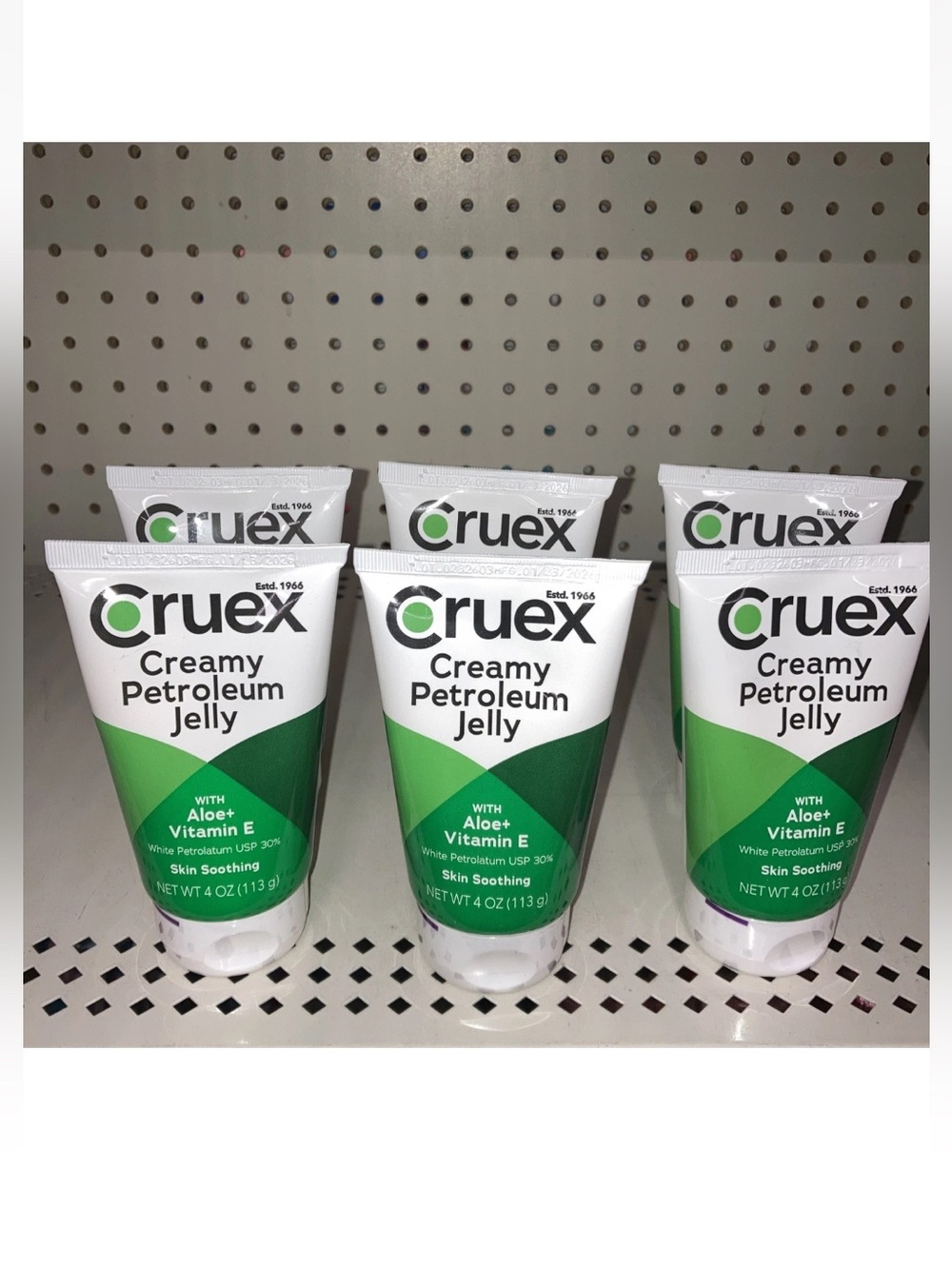 6 Pack Cruex Creamy Petroleum Jelly Vitamin E Enriched Skin Soothing 4oz Each